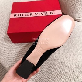 Roger Vivier Fashion Square Button Velvet Boots For Women Black