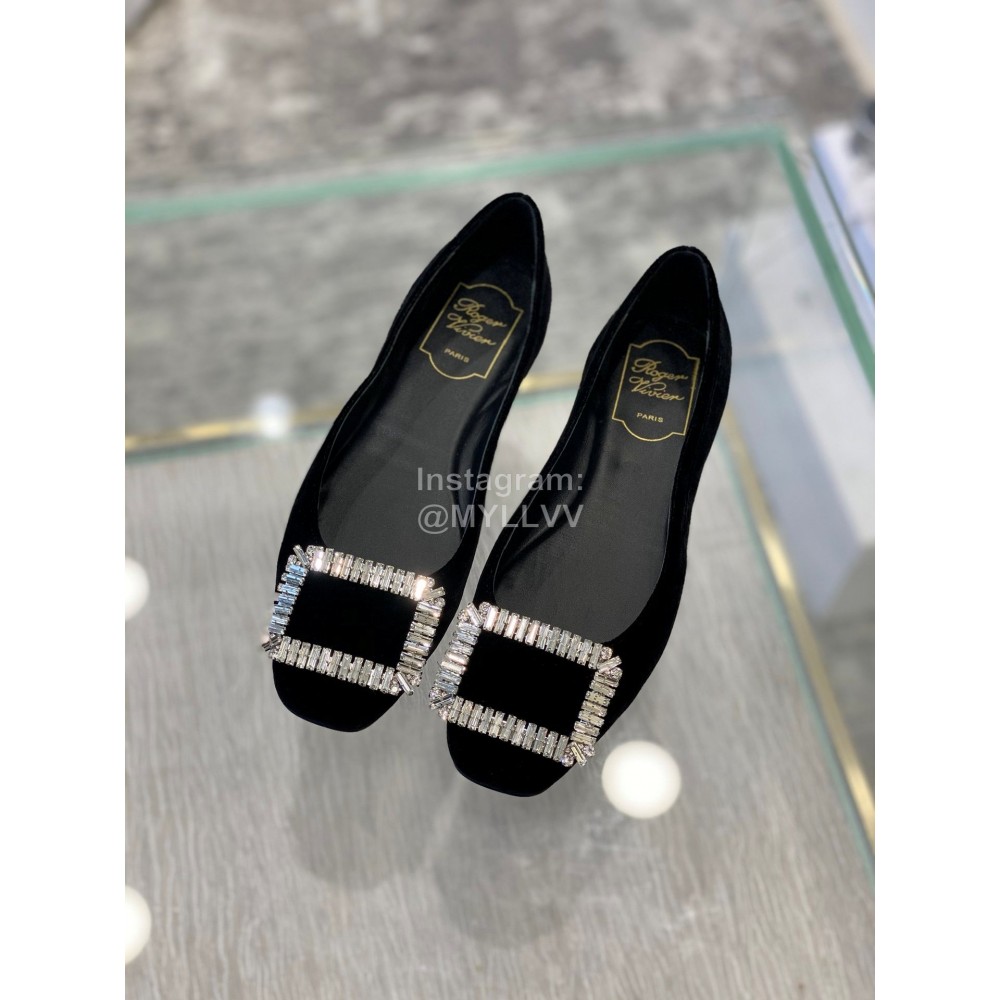 Roger Vivier Comfortable Rhinestone Black Velvet High Heels