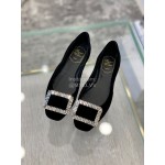 Roger Vivier Comfortable Rhinestone Black Velvet High Heels