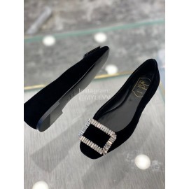 Roger Vivier Comfortable Rhinestone Black Velvet High Heels