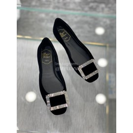 Roger Vivier Comfortable Rhinestone Black Velvet High Heels
