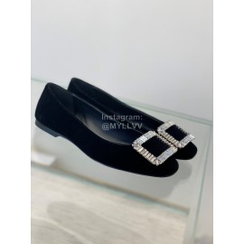 Roger Vivier Comfortable Rhinestone Black Velvet High Heels