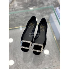 Roger Vivier Comfortable Rhinestone Black Velvet High Heels