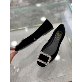 Roger Vivier Comfortable Rhinestone Black Velvet High Heels