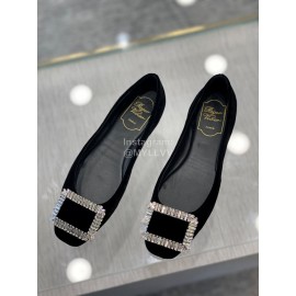 Roger Vivier Comfortable Rhinestone Black Velvet High Heels