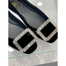 Roger Vivier Comfortable Rhinestone Black Velvet High Heels