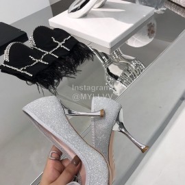 Roger Vivier Autumn Billing Billing Diamond Button Pointed High Heels Silver