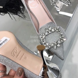 Roger Vivier Autumn Billing Billing Diamond Button Pointed High Heels Silver