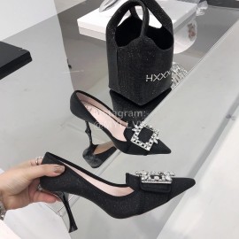 Roger Vivier Autumn Billing Billing Diamond Button Pointed High Heels Black