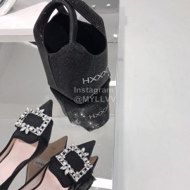 Roger Vivier Autumn Billing Billing Diamond Button Pointed High Heels Black