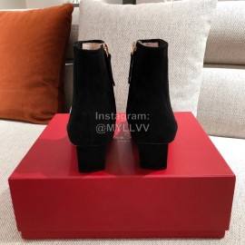 Roger Vivier Fashion Suede Square Button High Heel Boots Black