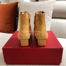 Roger Vivier Fashion Suede Square Button High Heel Boots Brown