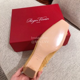 Roger Vivier Fashion Suede Square Button High Heel Boots Brown