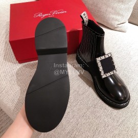 Roger Vivier Fashion Leather Square Button High Heel Boots Black