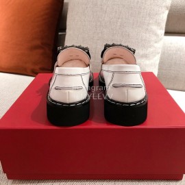 Roger Vivier Fashion Leather Square Button High Heel Shoes White