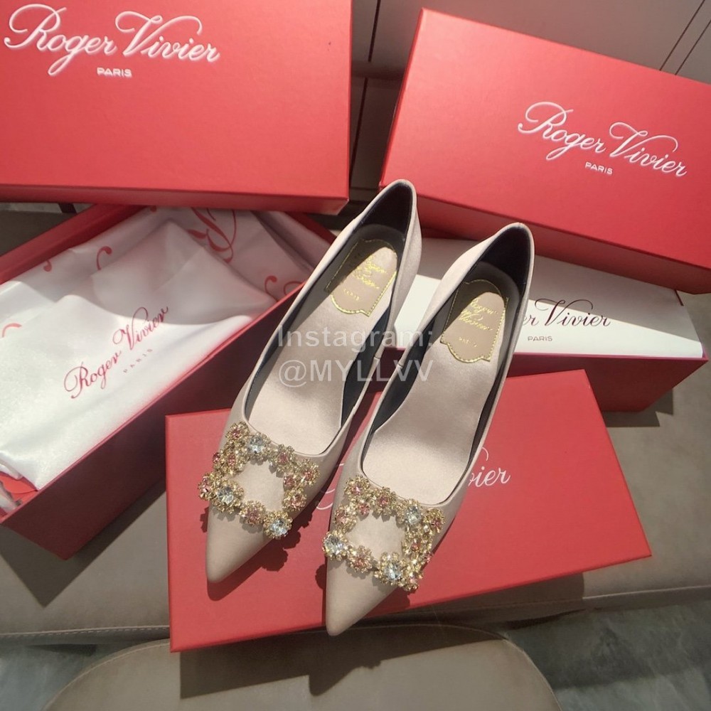 Roger Vivier Exquisite Diamond Square Button Suede High Heels Khaki