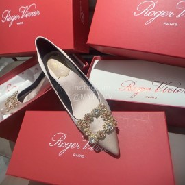 Roger Vivier Exquisite Diamond Square Button Suede High Heels Khaki