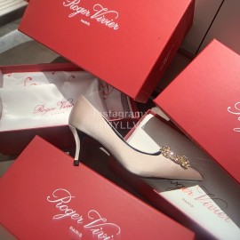 Roger Vivier Exquisite Diamond Square Button Suede High Heels Khaki