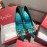Roger Vivier Exquisite Diamond Square Button Suede High Heels Green