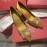 Roger Vivier Exquisite Diamond Square Button Suede High Heels Yellow