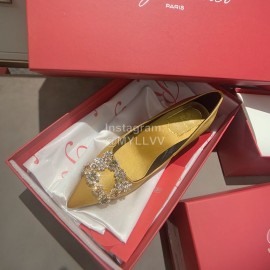 Roger Vivier Exquisite Diamond Square Button Suede High Heels Yellow