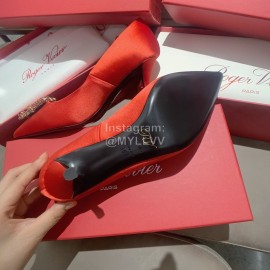 Roger Vivier Exquisite Diamond Square Button Suede High Heels Red