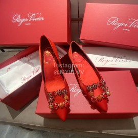Roger Vivier Exquisite Diamond Square Button Suede High Heels Red