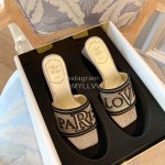 Roger Vivier Summer Embroidered Canvas Leather High Heel Slippers