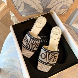 Roger Vivier Summer Embroidered Canvas Leather High Heel Slippers