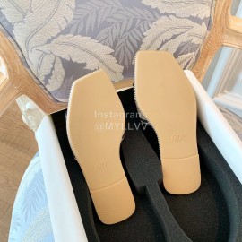Roger Vivier Summer Embroidered Canvas Leather Flat Heel Slippers