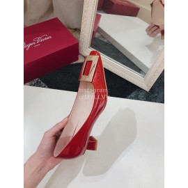 Roger Vivier New Square Buckle Patent Leather High Heels Red