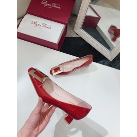 Roger Vivier New Square Buckle Patent Leather High Heels Red