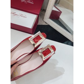Roger Vivier New Square Buckle Patent Leather High Heels Red