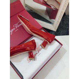 Roger Vivier New Square Buckle Patent Leather High Heels Red