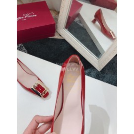 Roger Vivier New Square Buckle Patent Leather High Heels Red