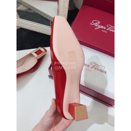 Roger Vivier New Square Buckle Patent Leather High Heels Red