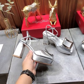 Roger Vivier Summer Fashion Cowhide High Heel Sandals For Women Silver