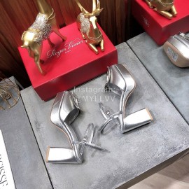 Roger Vivier Summer Fashion Cowhide High Heel Sandals For Women Silver