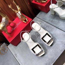 Roger Vivier Summer Fashion Cowhide High Heel Sandals For Women White