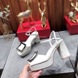 Roger Vivier Summer Fashion Cowhide High Heel Sandals For Women White