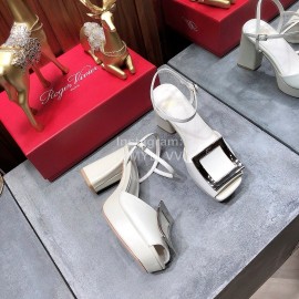 Roger Vivier Summer Fashion Cowhide High Heel Sandals For Women White