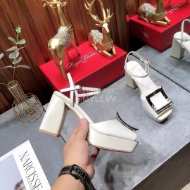 Roger Vivier Summer Fashion Cowhide High Heel Sandals For Women White