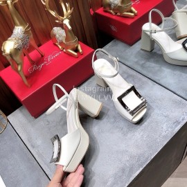 Roger Vivier Summer Fashion Cowhide High Heel Sandals For Women White