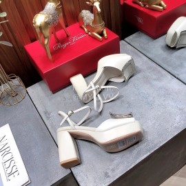 Roger Vivier Summer Fashion Cowhide High Heel Sandals For Women White