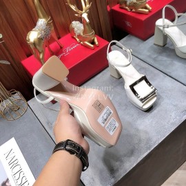 Roger Vivier Summer Fashion Cowhide High Heel Sandals For Women White