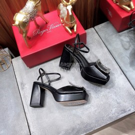 Roger Vivier Summer Fashion Cowhide High Heel Sandals For Women Black