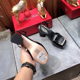 Roger Vivier Summer Fashion Cowhide High Heel Sandals For Women Black