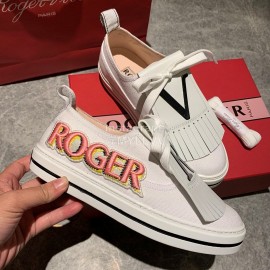 Roger Vivier New Tassel Casual Shoes For Women White