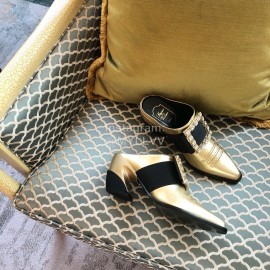 Roger Vivier Autumn Winter New Classic High Heeled Short Boots For Women Gold