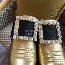 Roger Vivier Autumn Winter New Classic High Heeled Short Boots For Women Gold